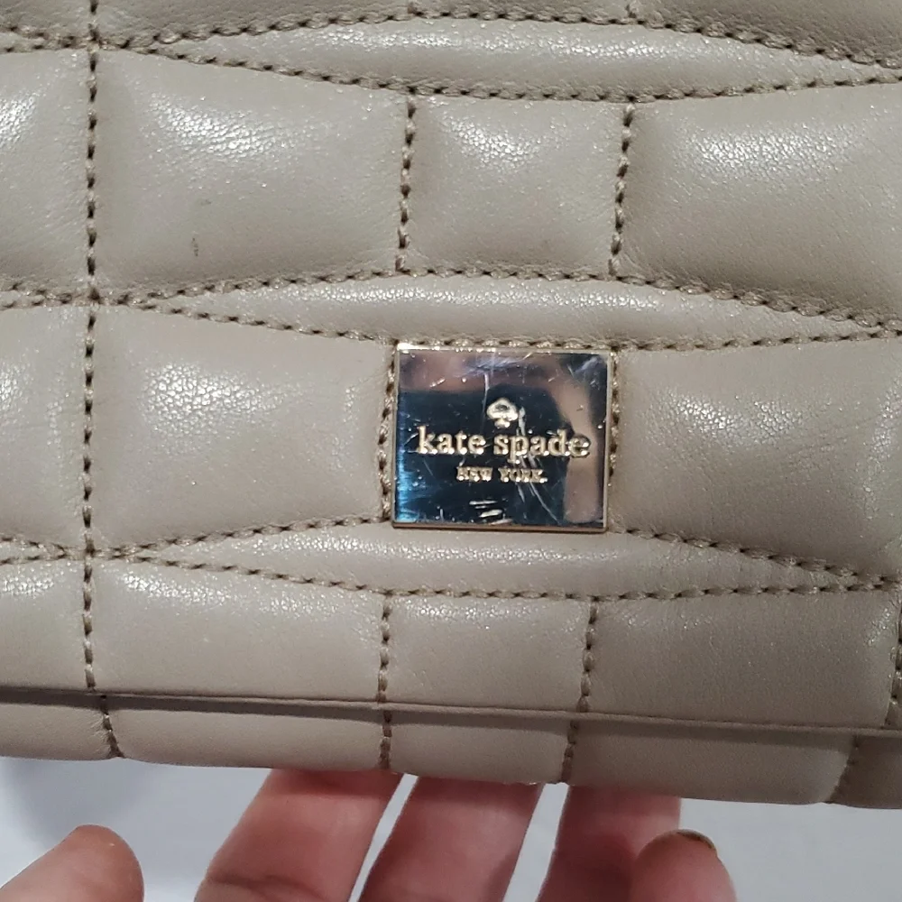 Kate Spade Elegant Taupe Quilted Crossbody Bag